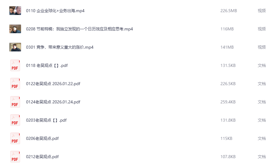 吴小平新思维vip2026宏观观察+国内动态+指数解析网盘下载