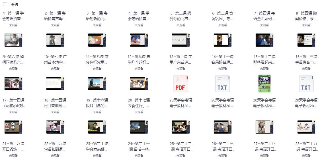 40天学会粤语网盘下载|从零基础到进阶开口说广州话香港话全套课程