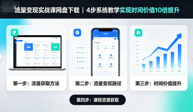 流量变现实战课网盘下载|4步系统教学实现时间价值10倍提升