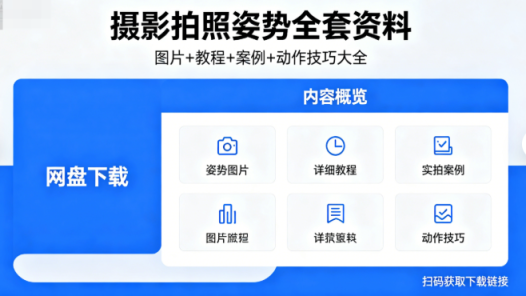 摄影拍照姿势全套资料网盘下载|图片+教程+案例+动作技巧大全
