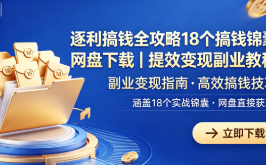 逐利搞钱全攻略课程18个搞钱锦囊网盘下载|提效变现副业教程